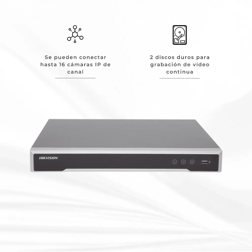 DS-7616NI-I2/16P | NVR 16 CANALES HD POE 160 2 BAHIAS