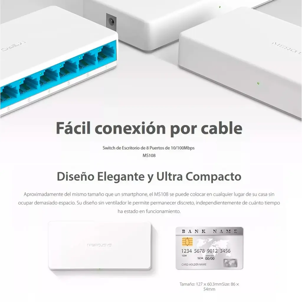 MS108 | SWITCH ESCRITORIO 8 PUERTOS 10/100 MBPS