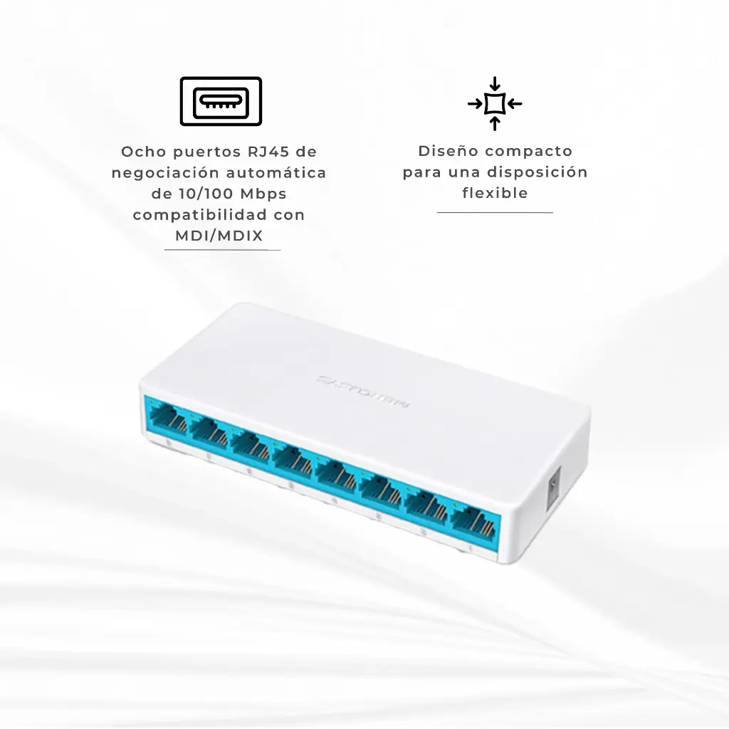 MS108 | SWITCH ESCRITORIO 8 PUERTOS 10/100 MBPS