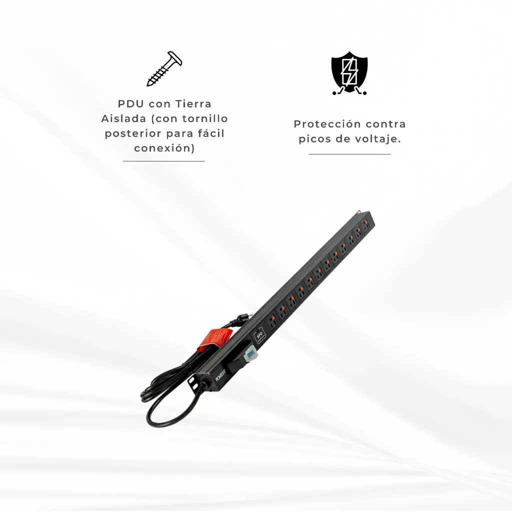NMULT-2290 | MULTITOMA TIERRA AISLADO 12 SALIDAS RACK PDU VERTICAL