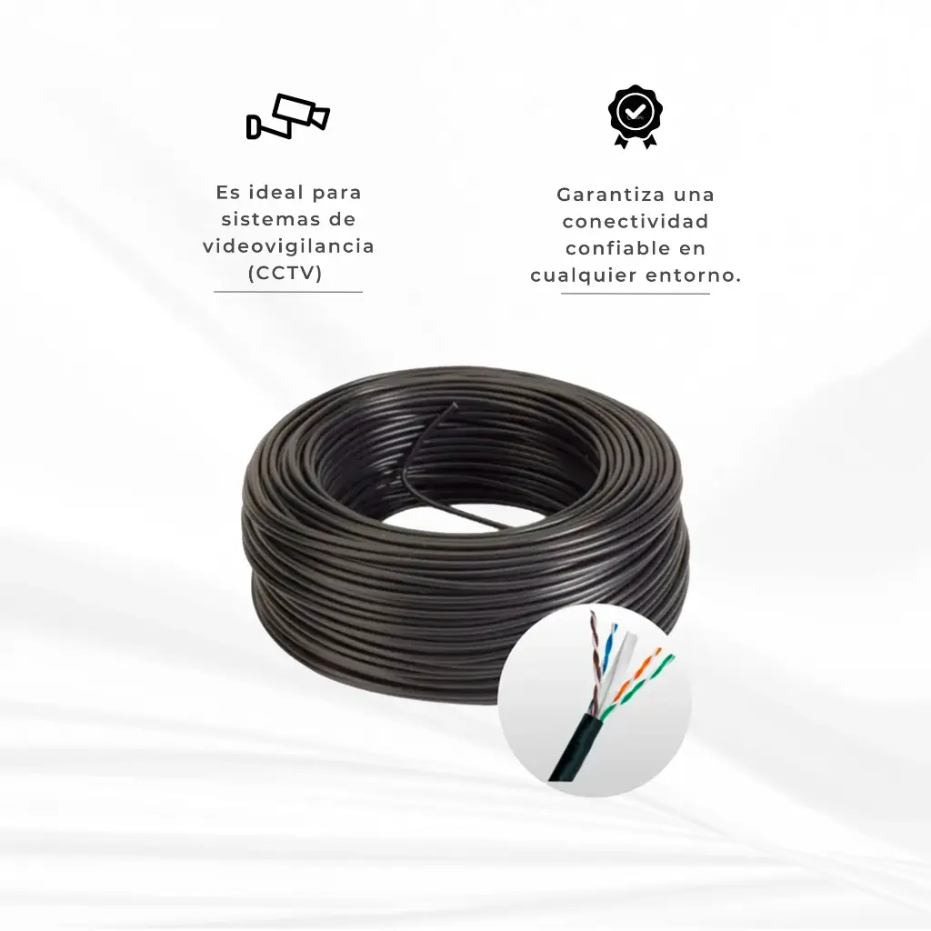 UTPEXTC6100 | CABLE UTP CAT 6 EXTERIOR 100M NEGRO MIOKKE