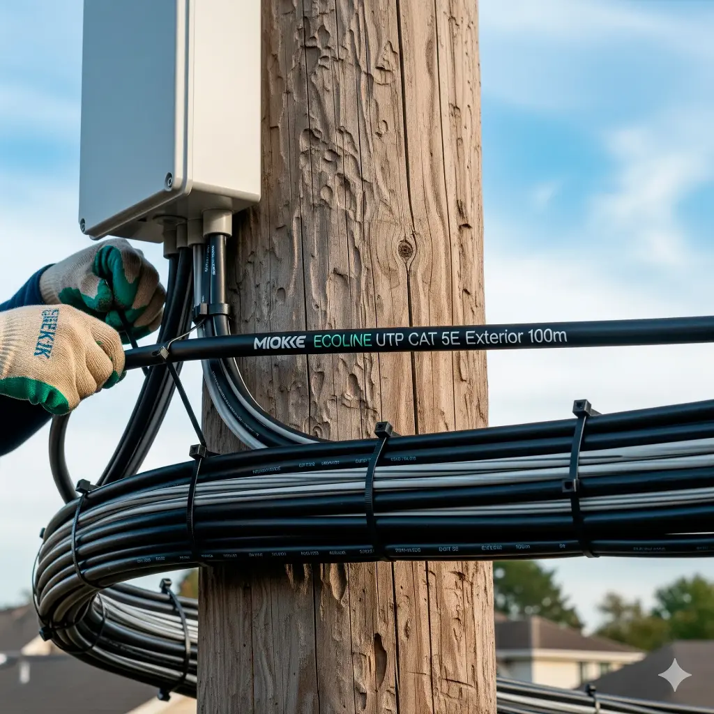 5E 100MTS (E) | CABLE MIOKKE UTP CAT 5E EXTERIOR  POR 100MTS (S) ECOLINE