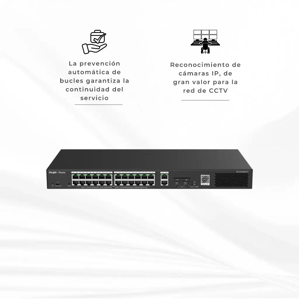 RGES228GSP | SWITCH 24 PORT 10 100 1000 MBPS POE GIGABIT370W