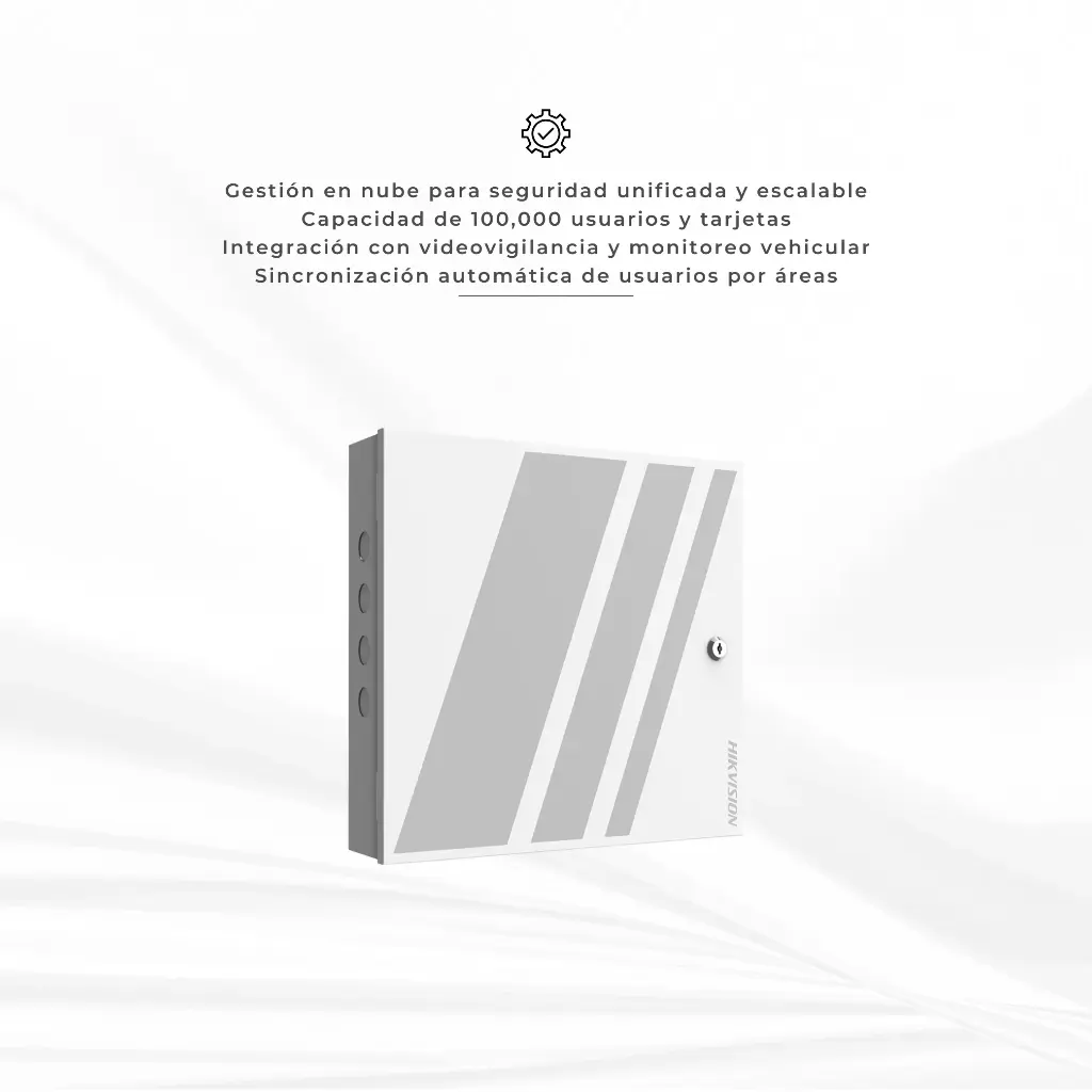 DS-K2624X | Controlador de Acceso 4 Puertas Administrable en la Nube con Hik-Connect Teams / Interfaz Web / 8 Lectores de Huella o Tarjeta / 100,000 Tarjetas / 10,000 Huellas / Incluye Gabinete y Fuente de Alimentación 12Vcd 8 A / Soporta Batería de Respaldo