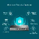 ER605 | Router SafeStream ™ Gigabit Multi-WAN VPN, 1 puerto WAN Gigabit + 1 puerto LAN Gigabit + 3 puertos intercambiables WAN / LAN Gigabit, Soporta los protocolos IPsec/PPTP VPN, Hasta 20 túneles IPsec VPN, 16 túneles PPTP VPN, 16 túneles L2TP VPN, 16 túneles OpenVPN, Integrado con Omada SDN, Administración centralizada en la nube y monitoreo inteligente, Aprovisionamiento Zero-Touch, Acceso en la nube desde Omada APP para fácil administración, el firewall SPI y la defensa DoS protegen a su red de la mayoría de ataques por internet conocidos, filtrado IP/MAC/URL