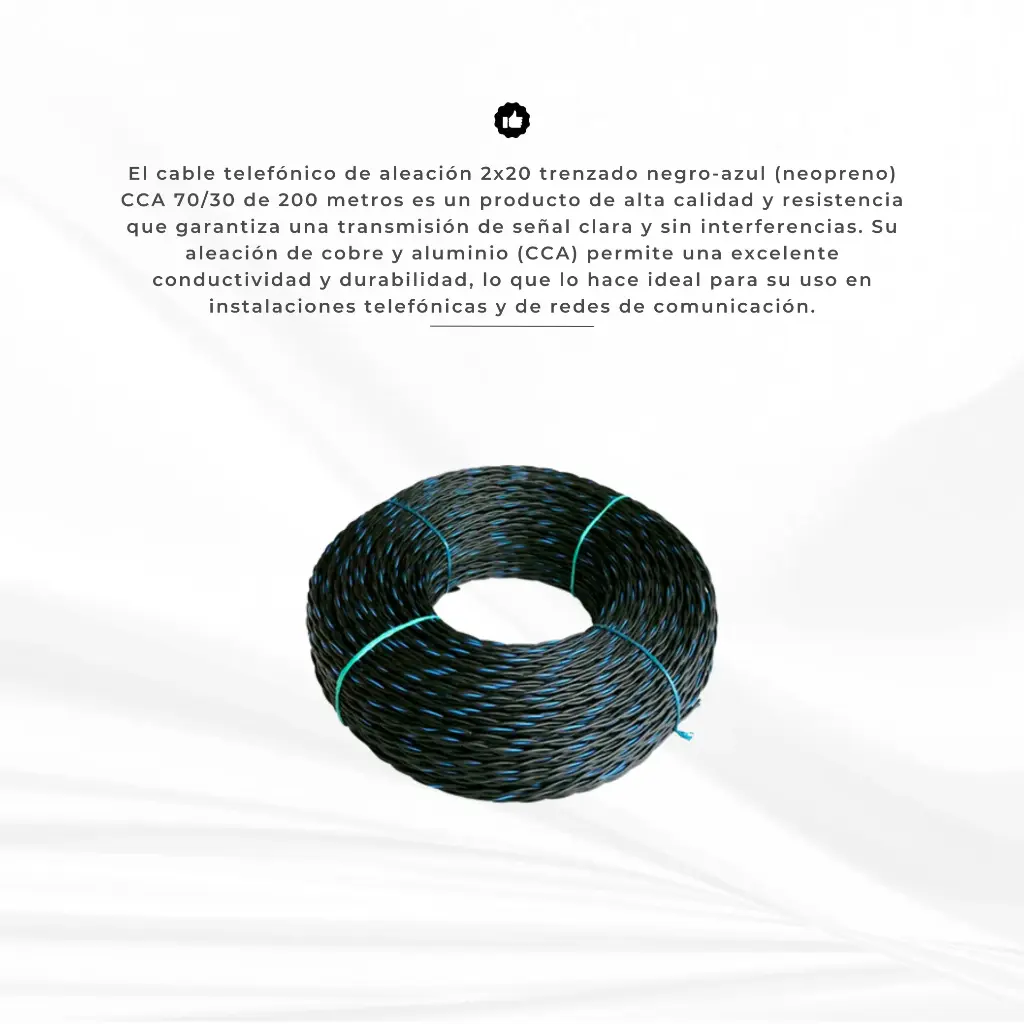 CABLE TRENZADO EXT | CABLE NEOPRENO TELEFONICO ALINEACION 2X20 T1 TRENZADO NEGRO-AZUL 