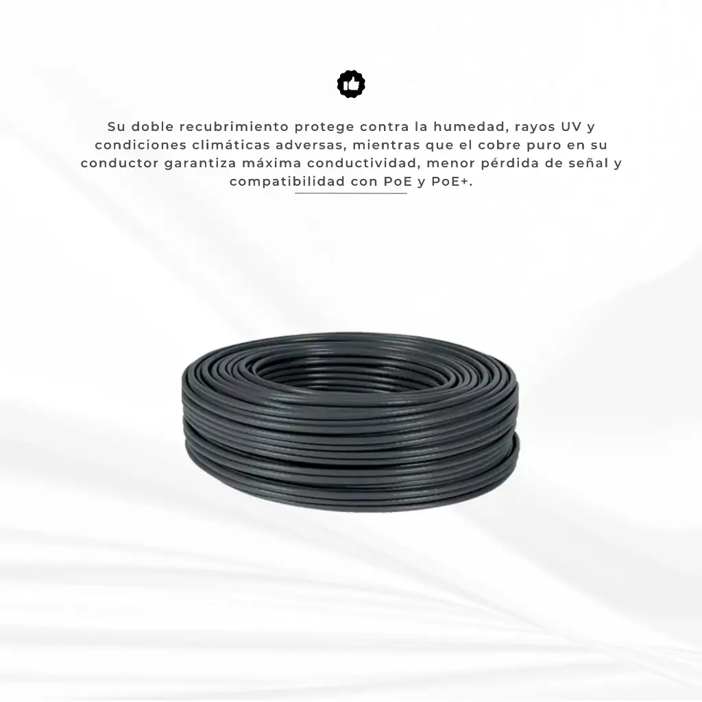 LPSUTPCAT5EXT100 | CABLE UTP CATEGORIA 5E EXTERIOR DOBLE CHAQUETA 75GRADOS 100MTS NEGRO