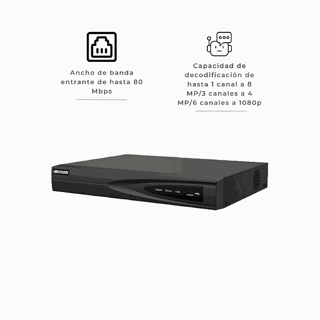 DS-7608NI-Q1/8P | NVR DE 8CH H.265+ 4MP