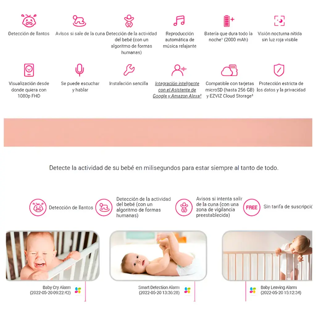  CS-BM1-R100-2D2WF-RA  | CAMARA EZVIZ BEBE BM1 (rosada)