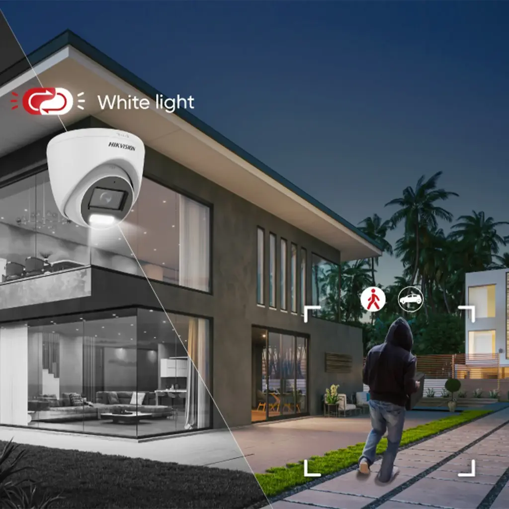 DS-2CE70KF0T-LPFS | Cámara de torreta fija para interiores con luz híbrida inteligente 3K ColorVu