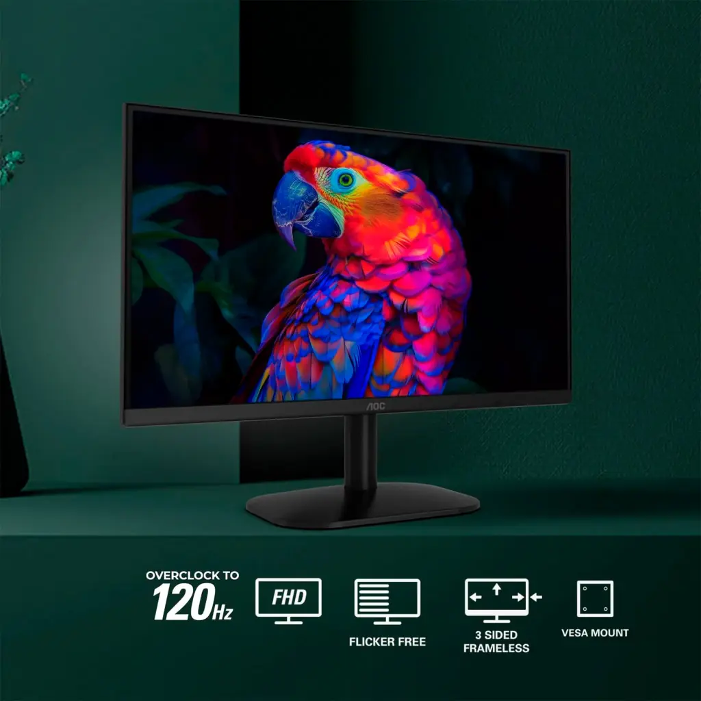 22B35HM23  -	 Monitor AOC LED Profesional plano 21.5 VA Full HD (1920 X 1080) / 120Hz / 1 ms / VGA / HDMI /Base Fija / Kensington Lock / Adaptive Sync