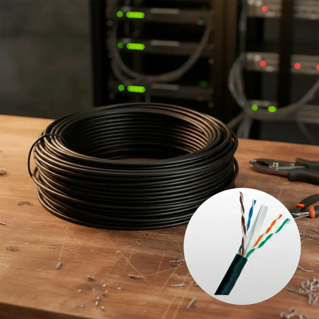 LPS UTP CAT5EXT100-PE | (NUEVO) CABLE CATEGORIA 5E  EXTERIOR  ROLLO 100MTS  COLOR DE CHAQUETA  NEGRA