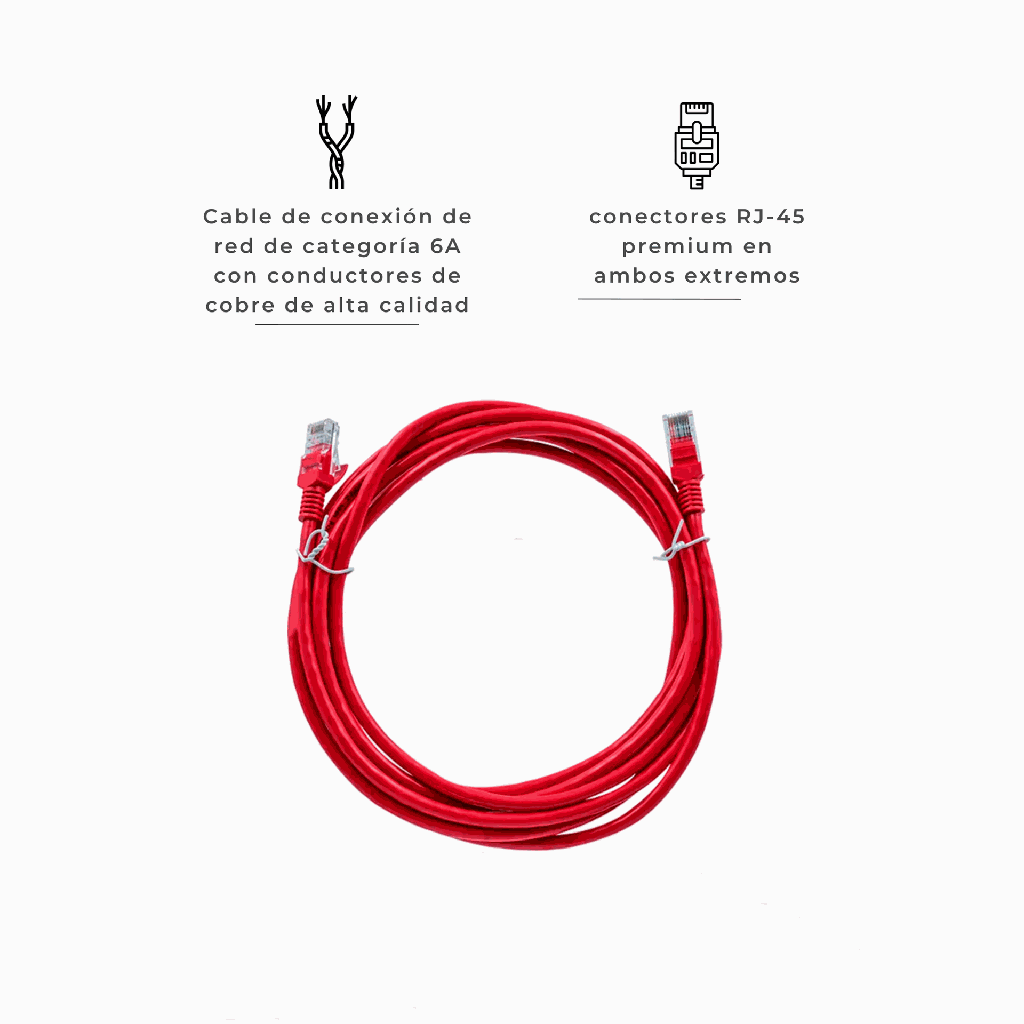 C6A3R-3603 | PATCH CORD CAT 6A 3 FT ROJO 