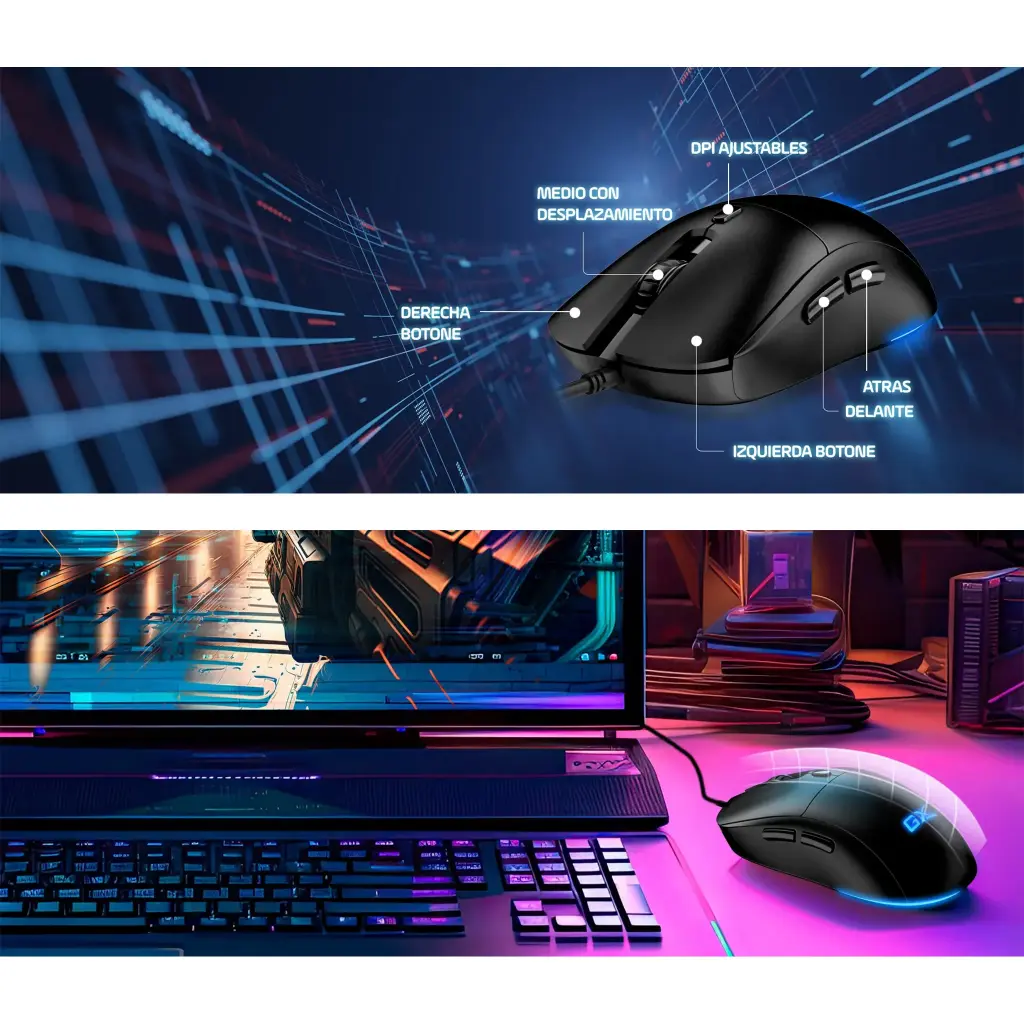 M500 | MOUSE GAMIG ALAMBRICO SCORPION M500 LED RGB