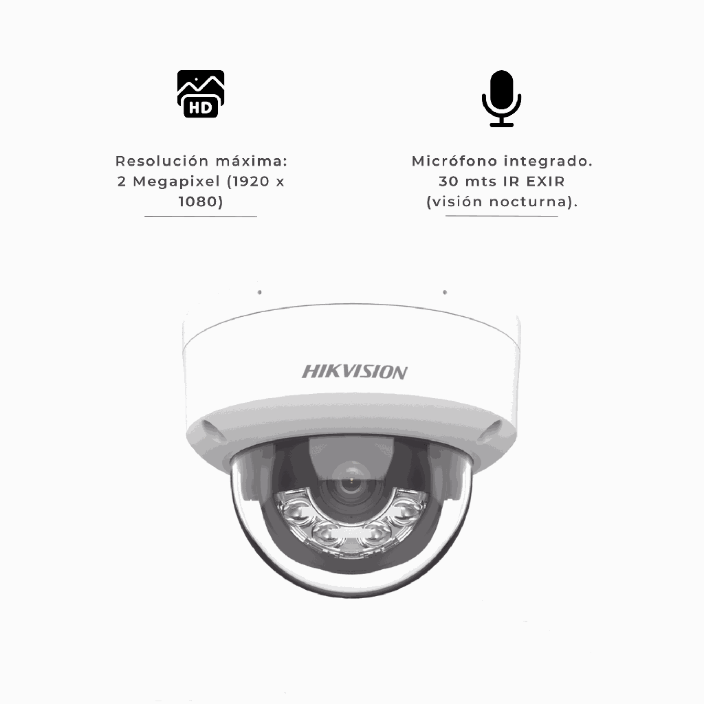 DS-2CD1123G2-LIU | DOMO IP 2 MP DUAL LIGTH MICROFONO INTEGRADO 