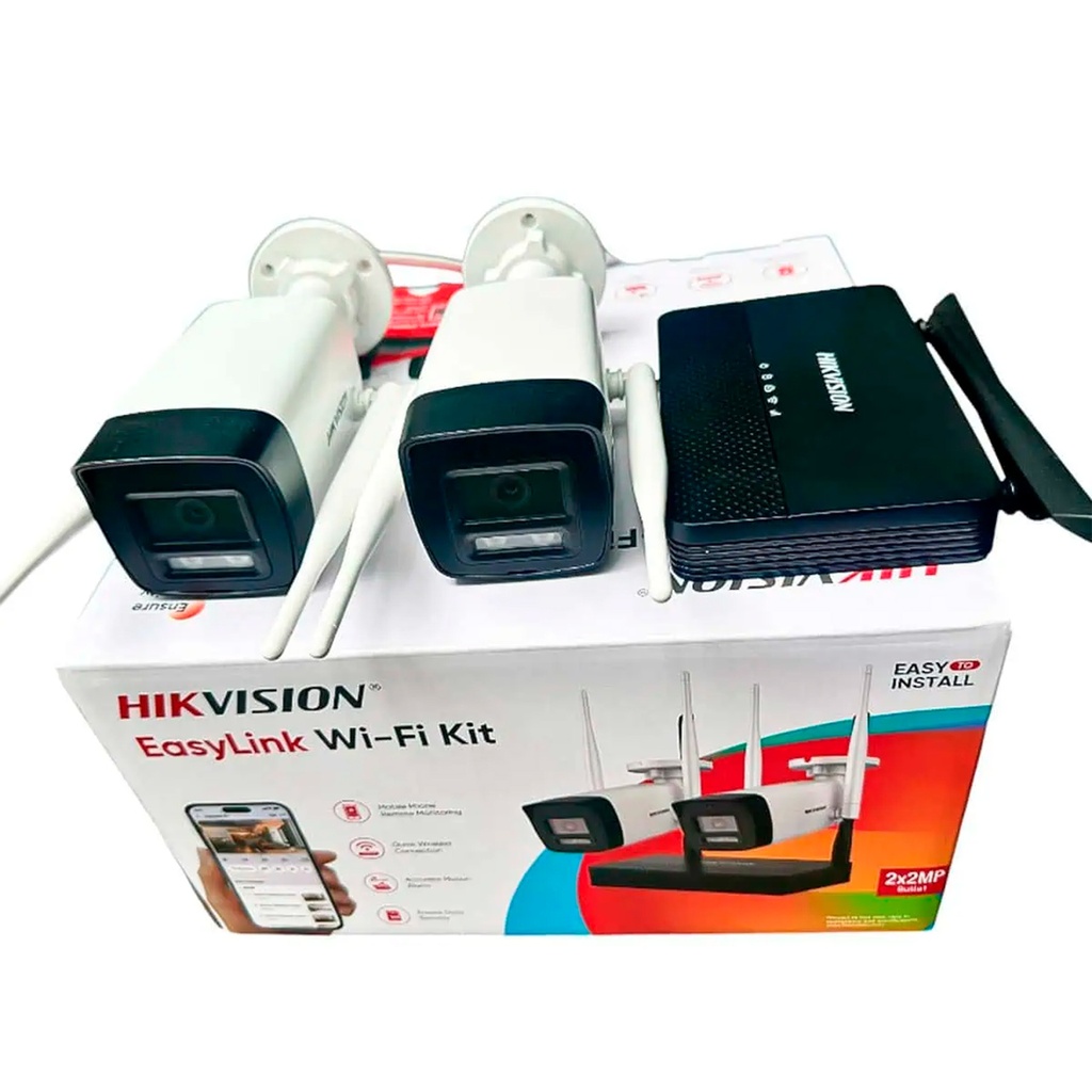 DS-J142I/NKS422W0H | KIT EASY LINK 2MP NVS + 2 CAMARA BALA IP WIFI
