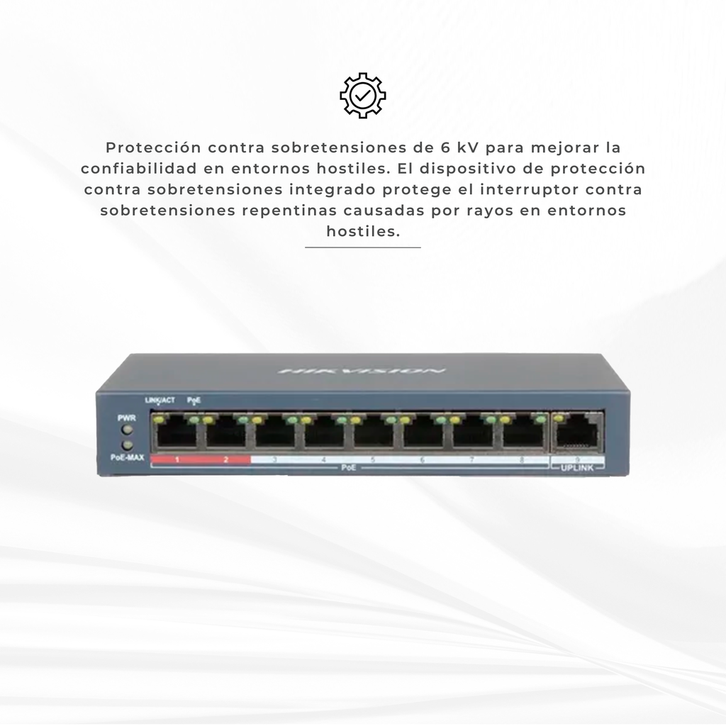 DS-3E0109P-E/M | SWITCH POE DE 8 PUERTOS