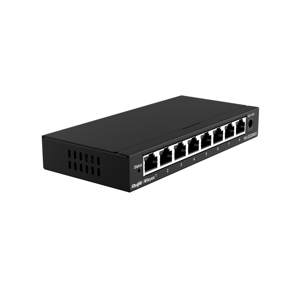 RG-ES208GC | Switch Administrable con 8 Puertos Gigabit, Reconocimiento de Cámara IP