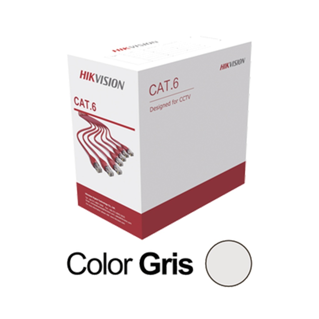 DS-1LN6U-G | CABLE UTP CAT6 INTERIOR HIKVISION COLOR GRIS